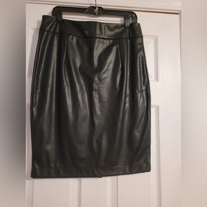 Leather knee length skirt